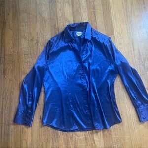 Chicos silky dark blue button up Sz 3